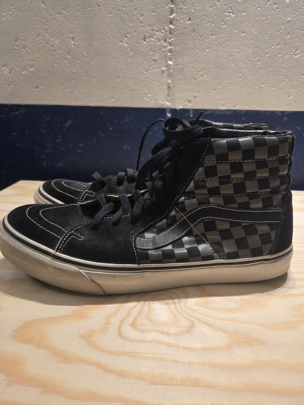 Vans Sk8-Hi Checkerboard High Top Black & Gray Sneakers (Size 12)